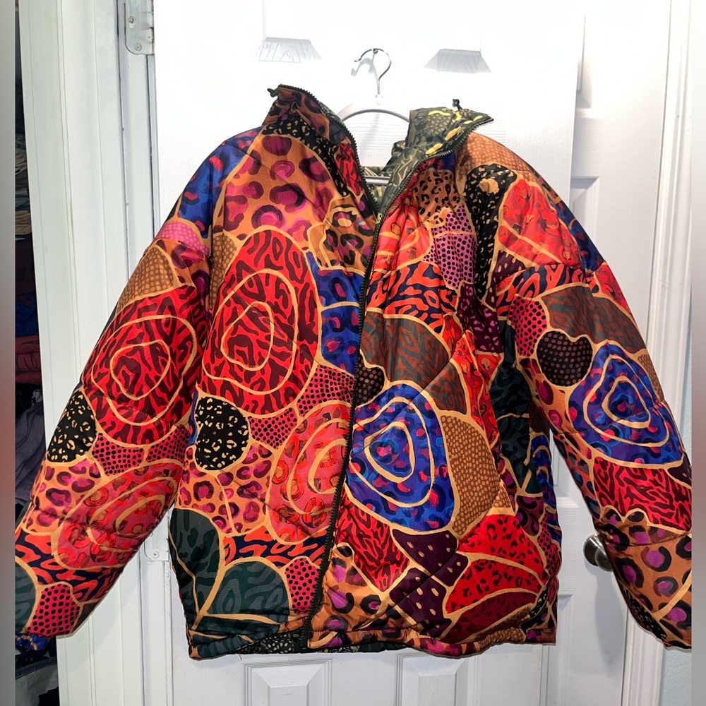 FARM Rio NWT Reversible Cool Leopard Puffer Jacket